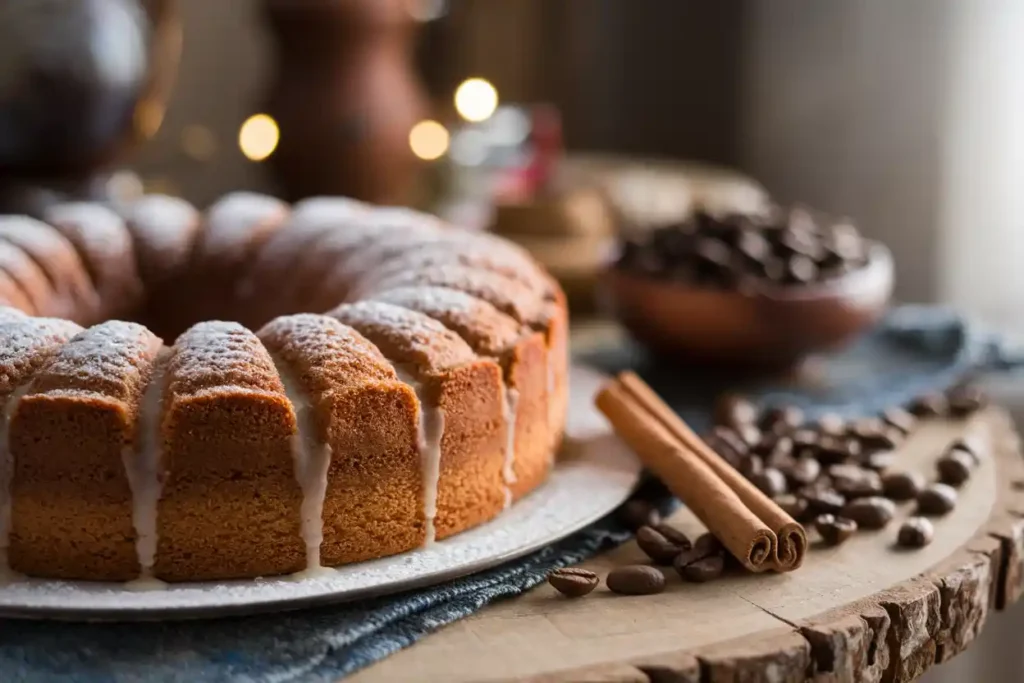 Layered mocha cake with espresso buttercream