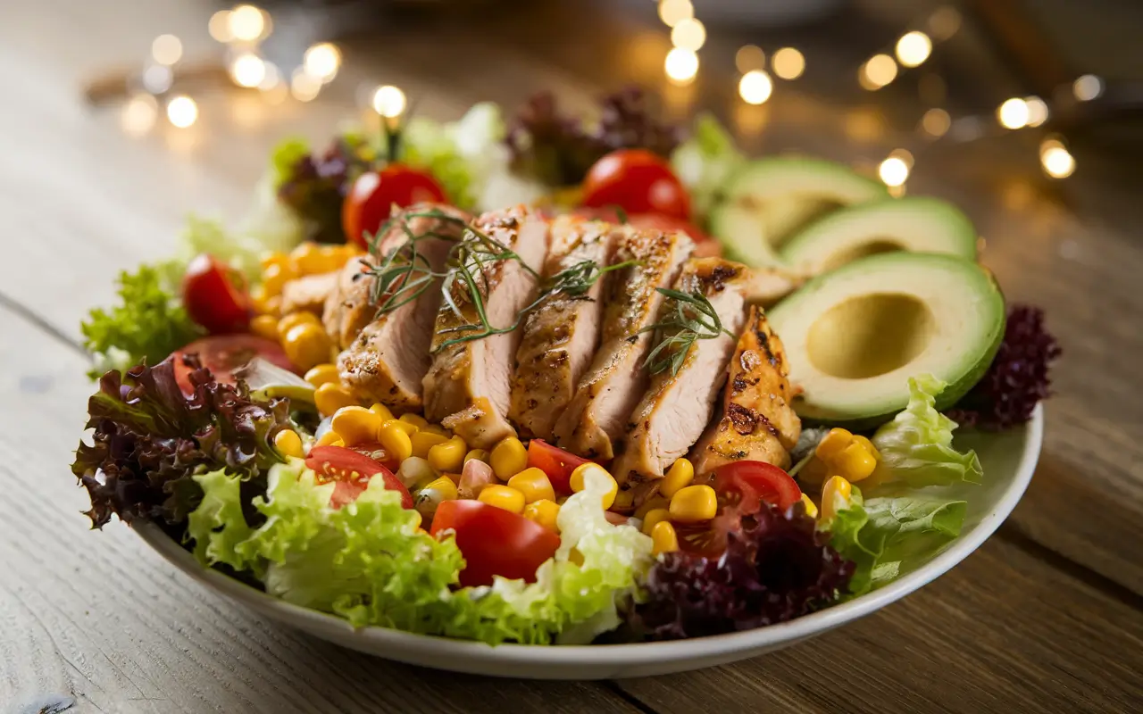 Southwest Chicken Salad with grilled chicken and fresh vegetables