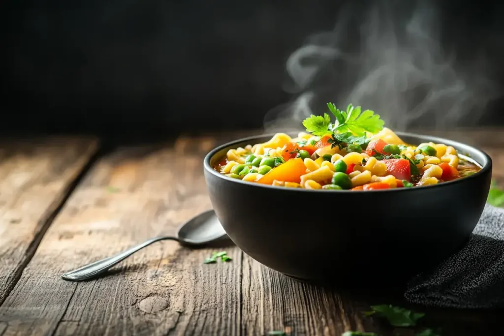 Sautéing vegetables for ditalini pasta soup in a large pot